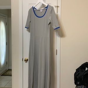 Grey lularoe dress with outlined in blue 3xl